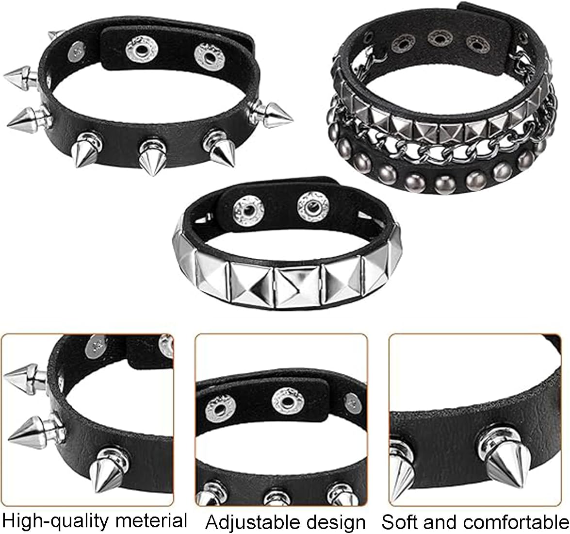 Buy KalamkariX 3PCS Punk Bracelet, Gothic Jewellery Set, Punk